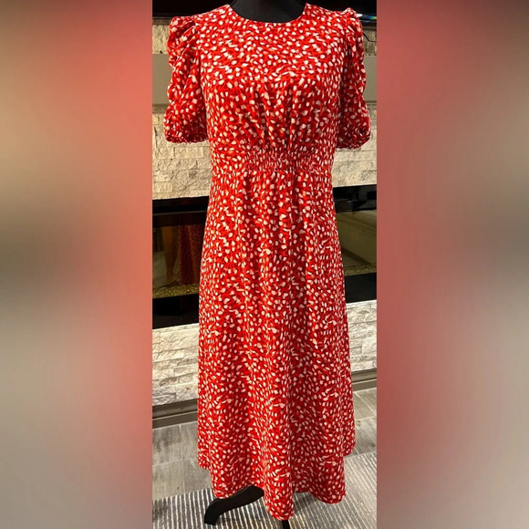 Vince Camuto orange print peasant dress - Picture 1 of 9